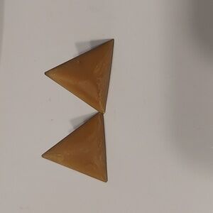 Elegant Yellow Enamel And Silver Triangle Stud Earrings
